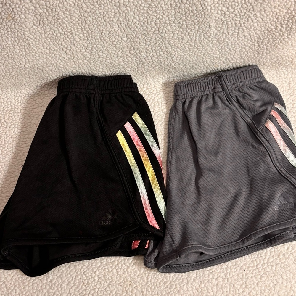 Bundle Adidas Black and Gray Athletic Shorts with Pastel Stripes